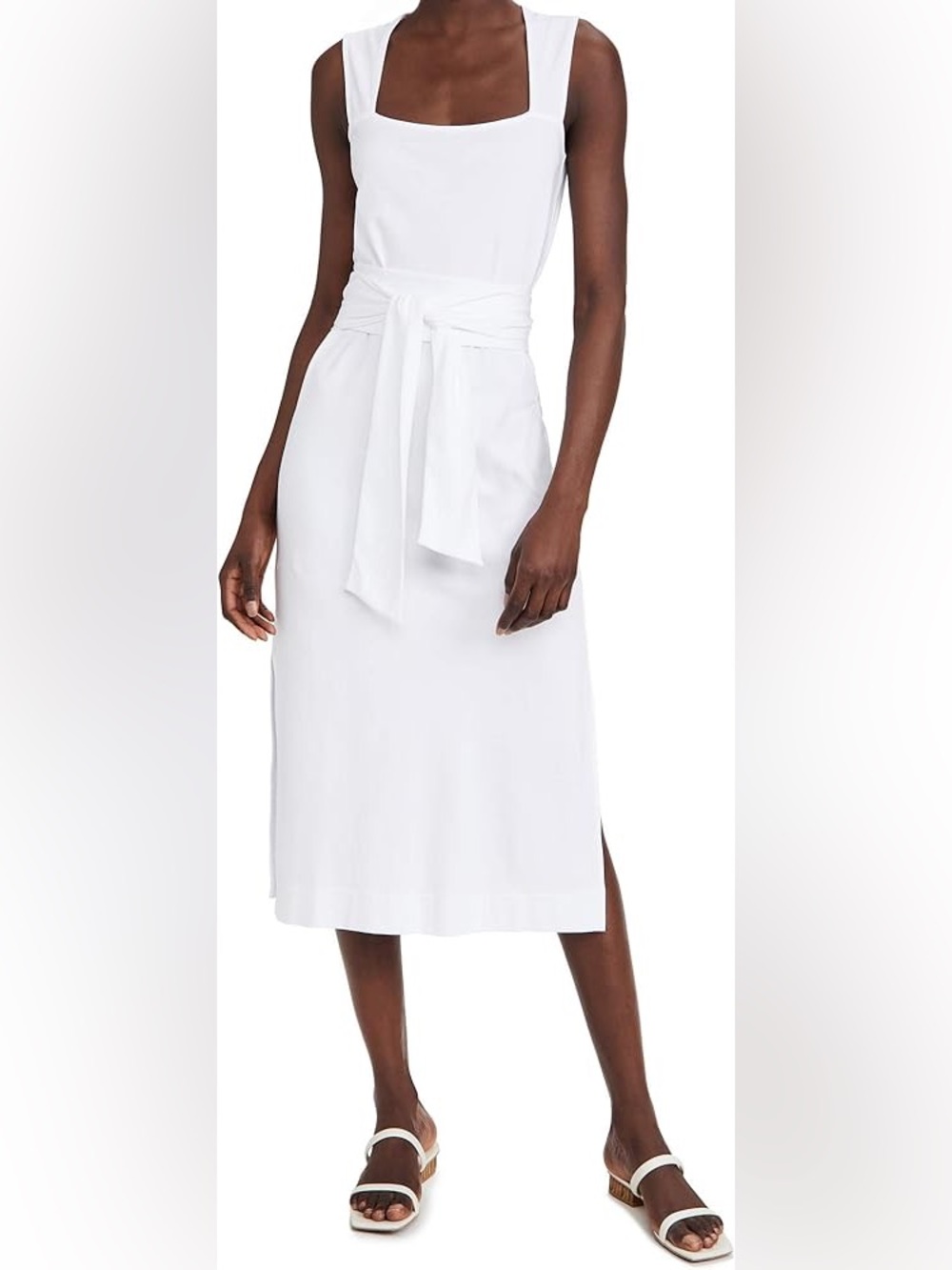 Vince White Sleeveless Maxi with Waist Tie